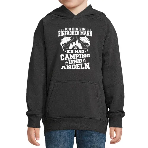 Angler Camping Camper Angeln Einfacher Mann Spruch Hoodie Kinder Stellar