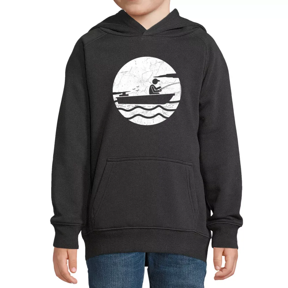  Kinder Hoodie mit Aufdruck 'Angler Vintage Angeln'
