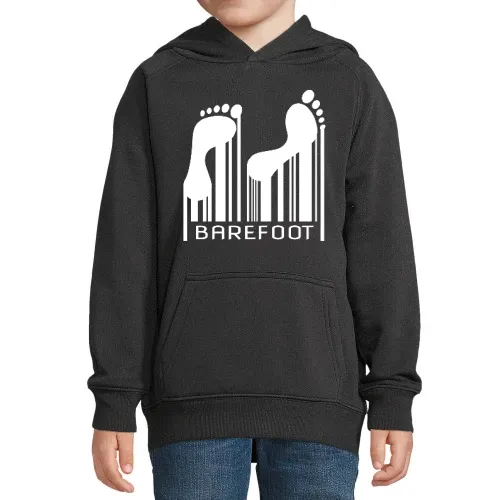Barefoot Barcode Barfuss Strichcode Code Hoodie Kinder Stellar