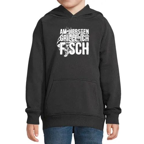 BBQ Spruch Fisch Griller Grillen Angeln Angler Hoodie Kinder Stellar