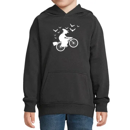 Biker Hexe Halloween Fahrrad mit Besen Radtour Hoodie