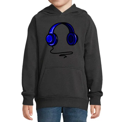Blaue Comic Kopfhörer Hoodie Kinder Stellar