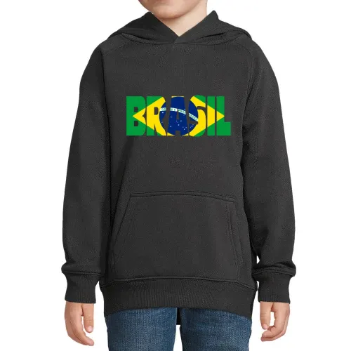 Brasilien mit Fahne Hoodie Kinder Stellar