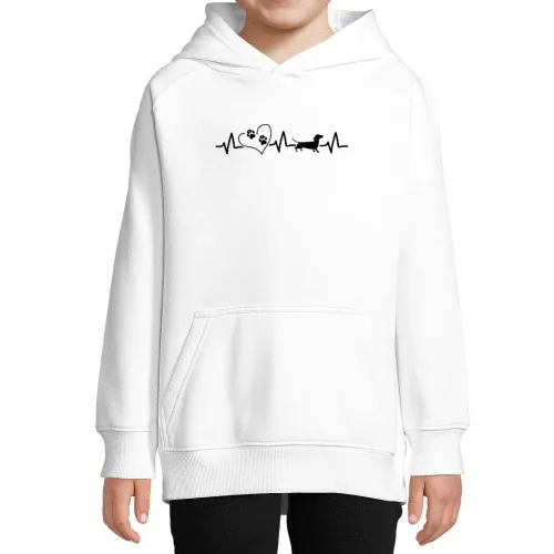 Dackel Herzschlag mit Herz und Pfotenabdruck Kinder Hoodie