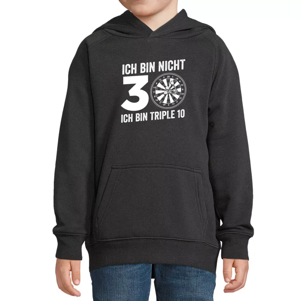  Kinder Hoodie mit Aufdruck 'Dart Geburtstag 30 Triple 10 - Darts Dartspieler'