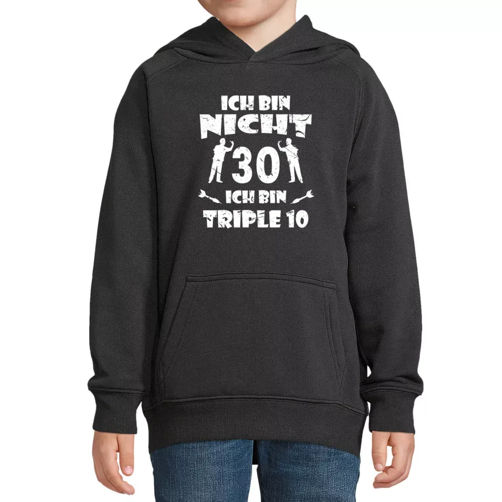  Kinder Hoodie mit Aufdruck 'Dartspieler 30 Geburtstag Triple 10 Dart Geschenk'