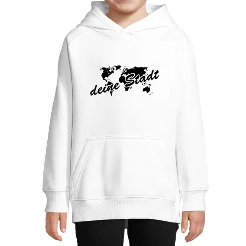 deine Stadt auf Weltkarte Hoodie Kinder Stellar