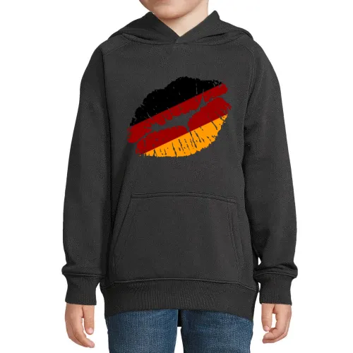 Deutschland Kussmundabdruck Hoodie Kinder Stellar