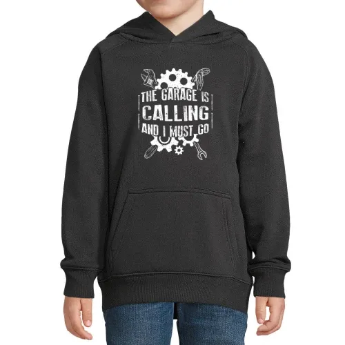 Die Garage ruft und ich muss gehen Kfz Schrauber Kinder Hoodie Die Garage ruft und ich muss gehen Kfz Schrauber Hoodie