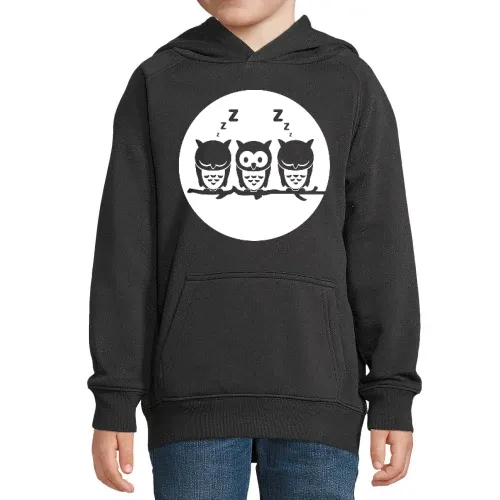 Drei Eule auf Ast vorm Vollmond Kinder Hoodie