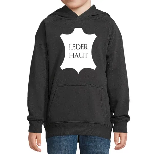 Echt Leder Lederhaut Emblem Kinder Hoodie Echt Leder Lederhaut Emblem Hoodie