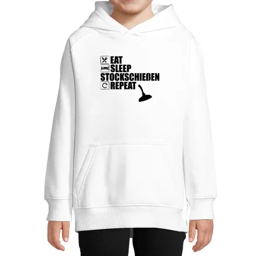 Eisstockschießen Eat Sleep Stockschießen Repeat Hoodie Kinder Stellar