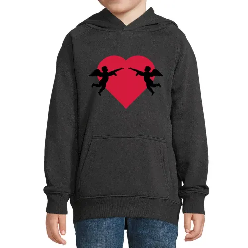 Engel vor Herz mit Gewehr Hoodie