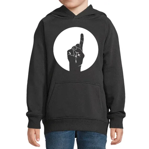 erhobener Zeigefinger im Kreis Kinder Hoodie