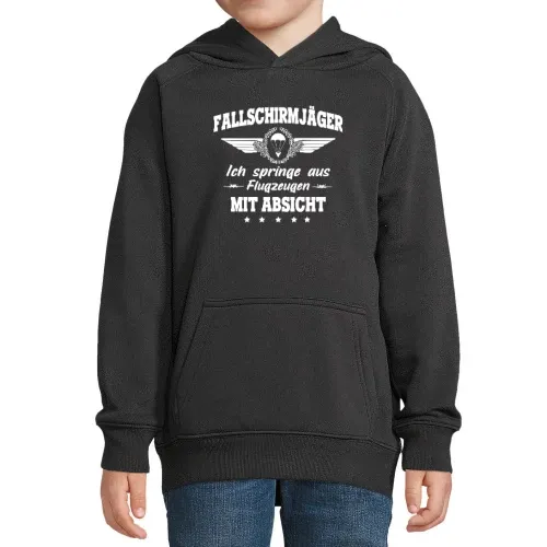 Falli Absicht - Fallschirmjäger Springt Spruch Kinder Hoodie