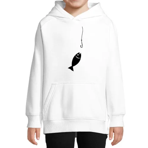 Fisch an der Angeln Kinder Hoodie