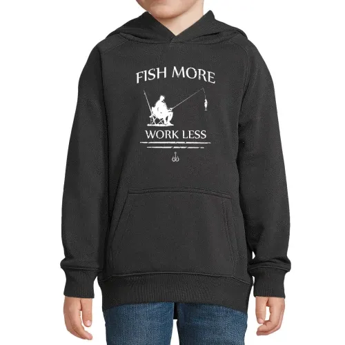 Fische Mehr Arbeite Weniger Angler Spruch Hoodie Kinder Stellar