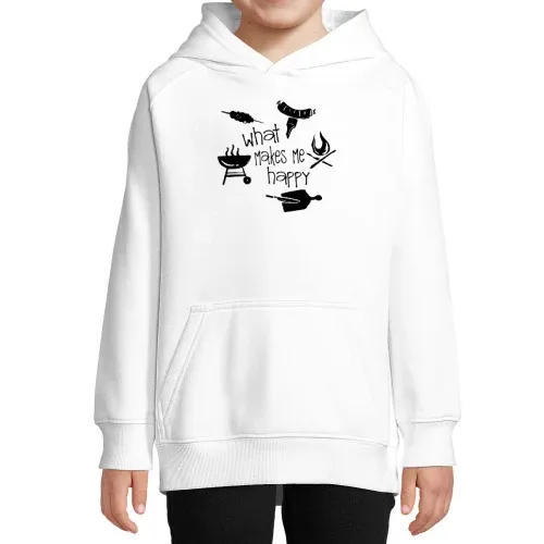 Grillen BBQ Makes Me Happy Grillmeister Griller Hoodie Kinder Stellar