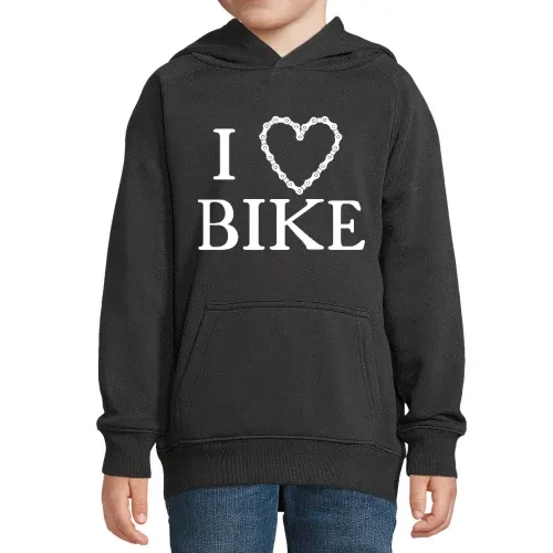 I Love Bike Kettenherz Kinder Hoodie I Love Bike Kettenherz Hoodie