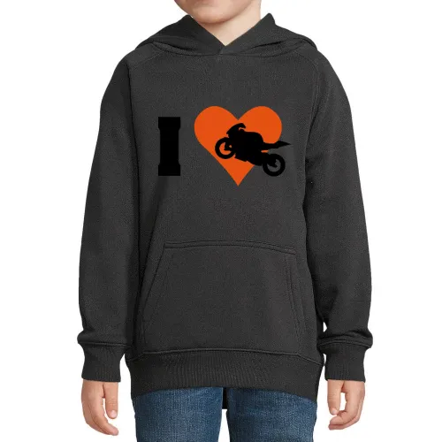 Ich liebe Motorrad Kinder Hoodie Ich liebe Motorrad Hoodie