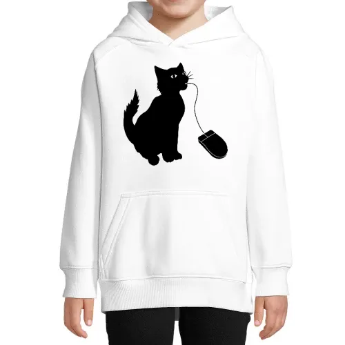 Katze isst PC Maus Kinder Hoodie