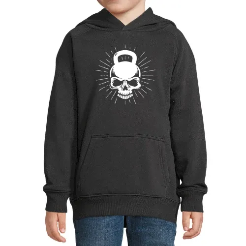 Kettlebell Workout Fitness Skull Motiv Hoodie Kinder Stellar
