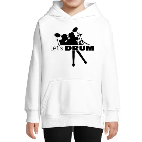 Lets Drum Schlagzeug mit Sticks Kinder Hoodie