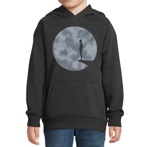 Mann entwässert sich vorm Mond Hoodie Kinder Stellar