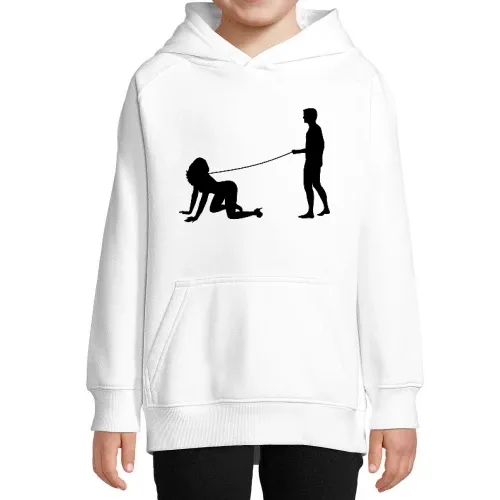 Mann geht mit Frau gassi Kinder Hoodie