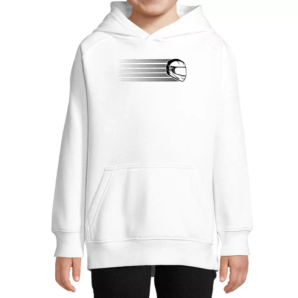 Kinder Hoodie mit Aufdruck 'Motorradfahrerin Rennmaschine Helm Vintage'