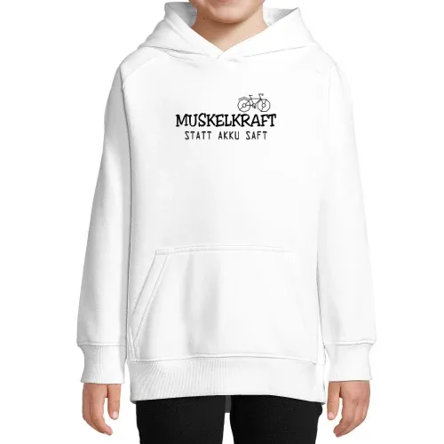 Muskelkraft statt Akku Saft Radfahrer Spruch Kinder Hoodie Muskelkraft statt Akku Saft Radfahrer Spruch Hoodie