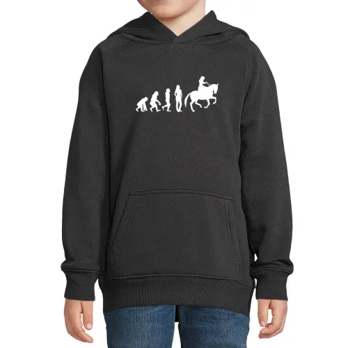 Pferde Reiterin Evolution Pferdeliebe Reiten Hoodie Kinder Stellar