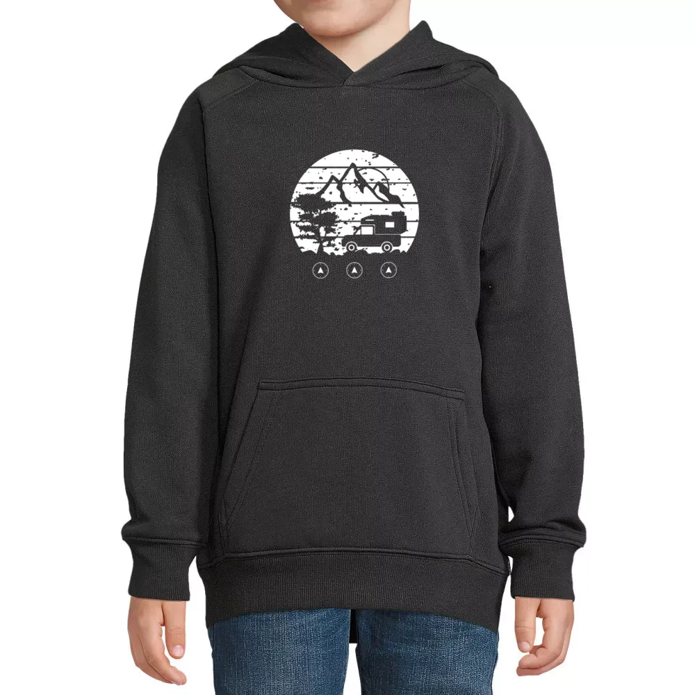  Kinder Hoodie mit Aufdruck 'Pickup Wohnkabine Vintage Reisemobil Camping'
