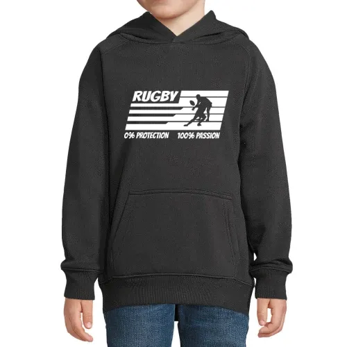 Rugby Zero Protection Much Passion Sportler Spruch Hoodie Kinder Stellar