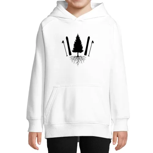 Ski Skifahrer Off Piste Baum Skifahren Skiurlaub Hoodie Kinder Stellar