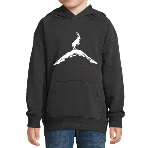 stehender Steinbock auf Bergspitze Kinder Hoodie
