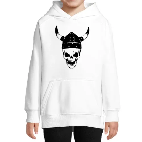 Totenschädel mit Wikingerhelm Hoodie Kinder Stellar