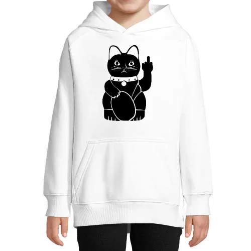 Winkekatze mit Mittelfinger Kinder Hoodie