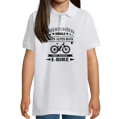 Alter Mann auf E Bike Rentner Spruch Lustig Kinder Polo