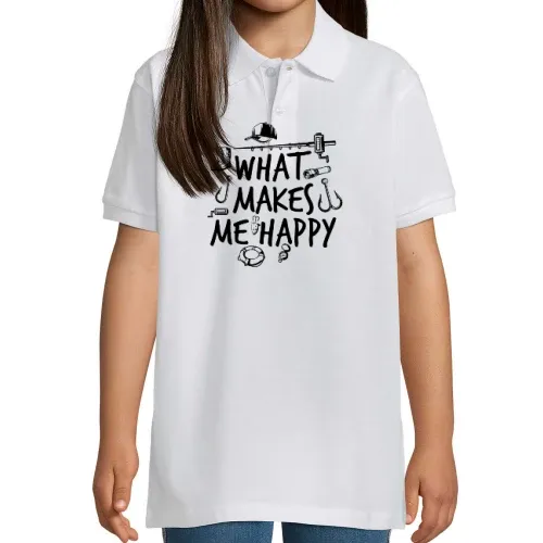 Angeln Makes Me Happy Fischen Fisch Fishing Angler Polo Kinder Perfect