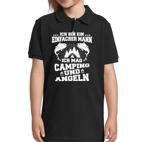 Angler Camping Camper Angeln Einfacher Mann Spruch Polo Kinder Perfect