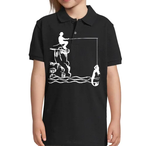 Angler mit Nixe Kinder Polo