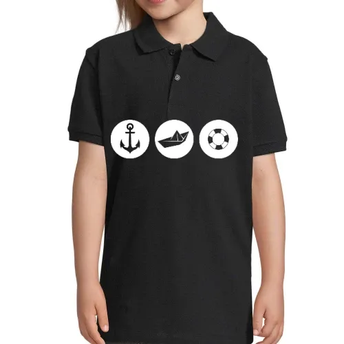 Anker Papierschiff Rettungsring Kinder Polo
