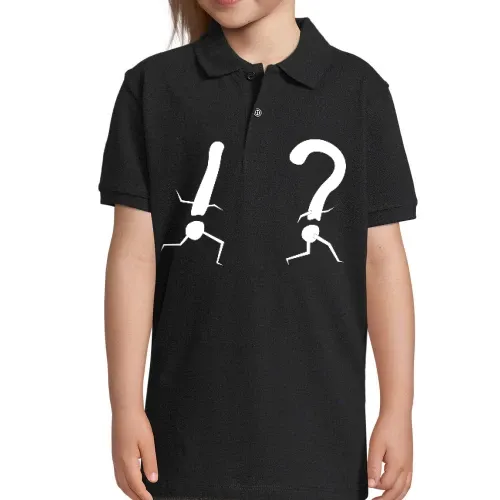 Ausrufezeichen jagt Fragezeichen Kinder Polo