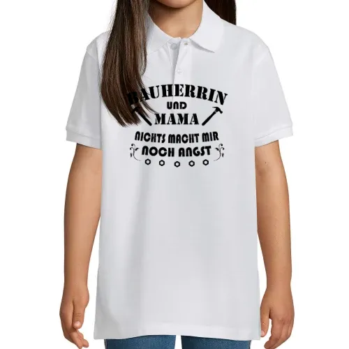 Bauherr Hausbau Baustelle Bauherrin Mama Spruch Kinder Polo