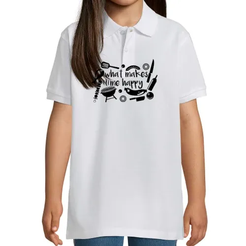 BBQ Makes Me Happy - Grillmeister Grillen Geschenk Polo Kinder Perfect