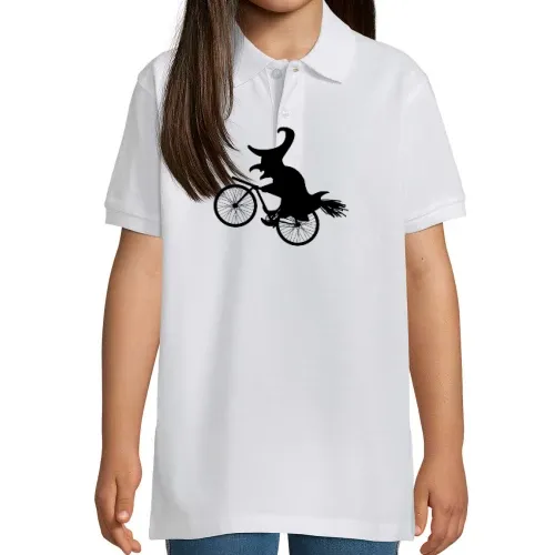 Biker Hexe Halloween Fahrrad mit Besen Radtour Polo Kinder Perfect
