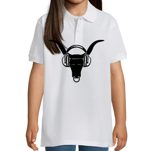 Büffelkopf mit Kopfhörer Kinder Polo