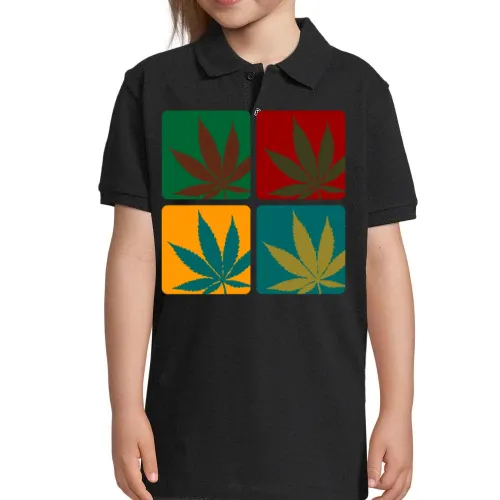Cannabisblatt Warhol Kinder Polo Cannabisblatt Warhol Polo