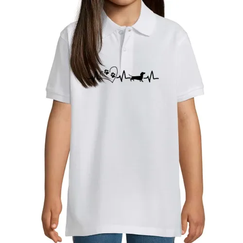 Dackel Herzschlag mit Herz und Pfotenabdruck Kinder Polo